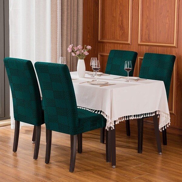 subrtex Set of 4 Stretch Dining Room Chair Covers Jacquard Cover Bed Bath Beyond 33090461